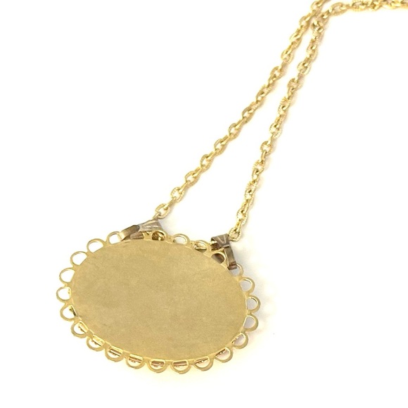 Yellow Orange Polished Glass Oval Necklace with Gold-Toned Chain - Picture 3 of 9